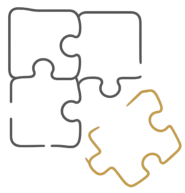 Goldene Puzzleteil im Fokus