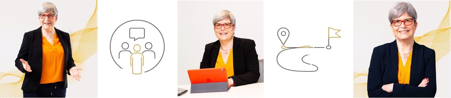 Susan Reppe – Porträts mit Symbolen für Zusammenarbeit und Entwicklung
